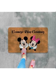 Resim Dijital Baskılı Kapı Önü Paspas Hoşgeldiniz Çok Amaçlı Iç Ve Dış Kapı Paspası Kahverengi 