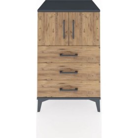 Resim Kronos Komodin Tek Raflı 3 Çekmeceli 2 Kapaklı 60X59X96 Antrasit-Çam 