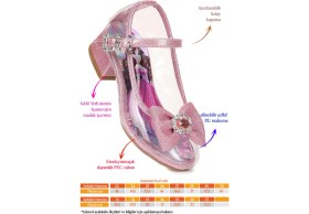 Resim Kiko Kids Kız Çocuk Simli Topuklu Abiye Şeffaf Ayakkabı Pembe Mikrofiber Taban Düz 