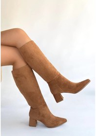 Resim Roksa Taba Süet Topuklu Çizme Çok Renkli 