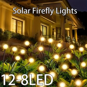 Resim Güneş Enerjili Ateşböceği Işıklar - Güneş LED Bahçe Dekoratif Peyzaj Lambası IP65, Bahçe Veranda Koridor Kafe Süsleme ve Park Aydınlatması için Uygun, Ticari Düğün Fotoğrafçılık Stüdyosu Rekvizitleri 8/12 LED'li 
