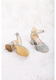 Resim Kiko Kids 771 Çupra Taşlı Kız Çocuk 5 Cm Topuklu Sandalet Ayakkabı Gümüş 
