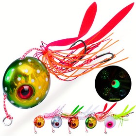 Resim 1pc Funpesca Luminous Metal Jig Balıkçılık Yem, 40g-150g - Canlı Derin Deniz & Grouper Balıkçılık Kurşun Jig ile Parlayan Etki, Kırmızı Tüy Detayları için Artan Çekim 