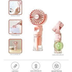 Resim Torima F-13 Pembe Şarjlı Mini Masa Fan Vantilatör 