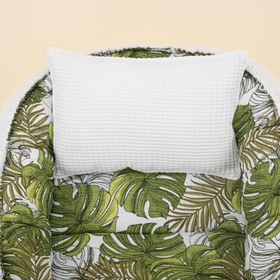 Resim Babynest ve Yastık - Çift Taraflı - Beyaz Petek - Palmiye Yaprakları 