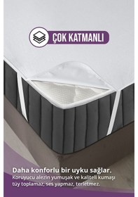 Resim Sıvı Geçirmez Yatak Alezi Pamuklu 180X200Cm Dört Köşe Lastikli Beyaz 