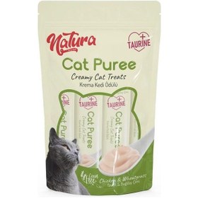 Resim Natura Cat Puree Tavuk & Buğday Çimi Yetişkin Kedi Ödül Maması 5 x 12 G 