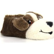 Resim Köpek Figürlü Peluş Ev Ayakkabısı Botu Panduf Unisex Kahverengi 