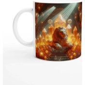 Resim Aslan Burcu Baskılı Kahve Kupası - Büyülü Kristal Mağarası Temalı Vs3 