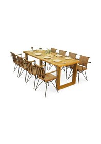 Resim Neiwel Doer Doğal Ahşap Yemek Masası-100-220 Açık Ceviz 