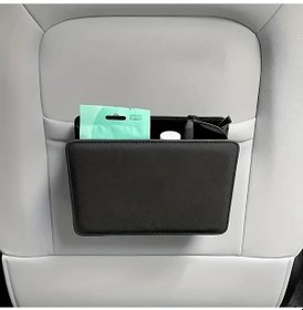 Resim Xuweiwei Black Multifonksiyonel Pu Deri Araç Depolama Kutusu Katlanır Portatif Çöp Kutusu 