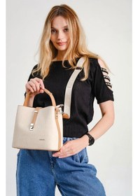 Resim Just Polo Kadın El Ve Omuz Çantası Orta Boy 6011mh Camel - Krem 