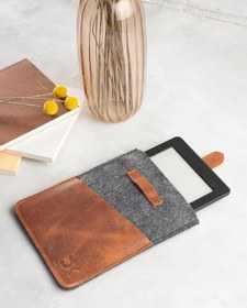 Resim DK LEATHER Apple Ipad Air 5 (5. Nesil) 10.9" Hakiki Deri Ve Keçe Cepli Koruyucu Tablet Kılıfı Çantası 