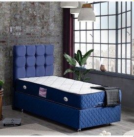 Resim Setaymobilya Baza, Duke Lacivert Tek Kişilik Baza + Başlık+ Ortopedik Yatak 