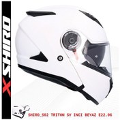 Resim Shiro Flip Up Triton M.C Motosiklet Kaskı İnci Beyazı 