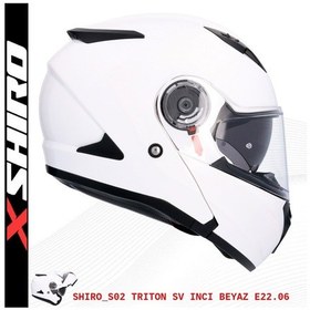 Resim Shiro Flip Up Triton M.C Motosiklet Kaskı İnci Beyazı 