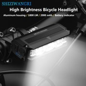 Resim 1800 Lümen 3 LED Ön Bisiklet Lambası, 2000Mah Şarj Edilebilir El Feneri ile, Alüminyum Alaşımlı, MTB ve Yol Bisikleti Aksesuarları için USB Şarjı ile. 