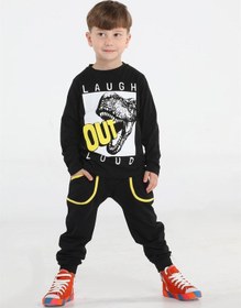 Resim Out Dino Siyah Baggy Pantolon + T-shirt Takım-siyah Siyah 