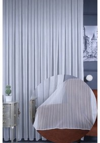 Resim Raporlu, Ütü İstemez 1e3 Kat Sık Pile Kırık Beyaz Tül Perde 