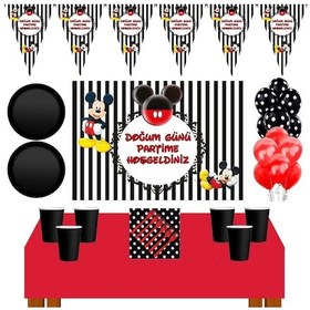 Resim Miki 8 Kişilik 70X100 Cm Afişli Doğum Günü Parti Malzemeleri 