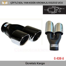 Resim Carmind Çiftli Sol Yan Kesik Kromajlı Egzoz Ucu C438-a 