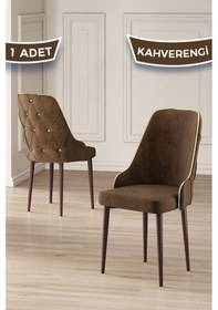 Resim Canisa Krax Serisi, 1.sınıf Babyface Kumaş Mutfak Sandalyesi, Kahve Metal Ayak, 1 Adet Kahve Sandalye Sandalye Kahve Ayaklar Kahve 