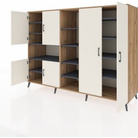 Resim Kronos Dolap 13 Raflı 6 Kapaklı 220x59x163 Çam-aytaşı/antrasit Çam-aytaşı/antrasit 