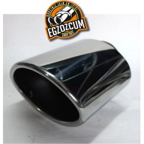 Resim 60 mm Tekli Krom Oval Yassı Kesik Sessiz Egzoz Ucu Eksoz 1 Adet--Egzozcum 