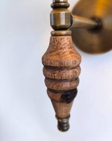 Resim Platan Vintage Duvar Apliği | Masif Çınar Gövde ve Pirinç Detaylı Keten Krem Başlıklı Dekoratif Duvar Lambası 