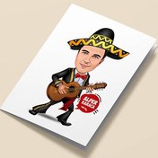 Resim Meksikalı Kostümlü Erkek Karikatürlü Tebrik Kartı 