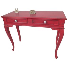Resim Evim Hizmet Lükens 100 cm Çekmeceli Kırmızı Eskitme Makyaj Masası 