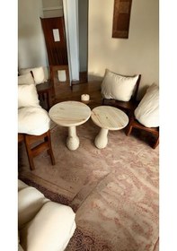 Resim Wood Ahşap 2'li Set Vazo Mantar Yan Sehpa Modern Fiskos /naturel Renk / Zigon Sehpa Vernikli Kahverengi 