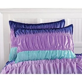 Resim Tech Butiq Kids Ombre Dantelli 3 Parça Yorgan Seti, Tam, Mavi ve Mor 