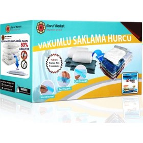 Resim 3 Adet Vakumlu Poşet Seti 60 Cm X 80 Cm Orta Boy Yastık, Elbise Vakumlu Hurç Şeffaf 