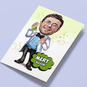 Resim Kimyager Erkek Karikatürlü Tebrik Kartı 