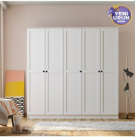 Resim Side 5 Kapaklı Mega Gardırop Beyaz 