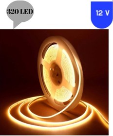 Resim 12 Volt 8 Mm 320 Ledli Esnek Cob Şerit 3000 K Günışığı İç Mekan 5 Metre 