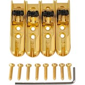 Resim Hombey 4 Adet Altın Rengi Zink Alaşımlı Elektro Bas Gitar Köprüsü - Tel Tutucu, Ayarlı Bağlantı Parçası 