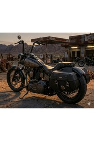 Resim MOTOANL Motosiklet Deri Yan Çanta Choper Model Siyah Cruiser Motor Heybe Yan 