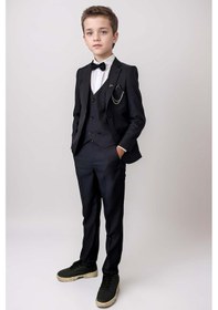 Resim Riccotarz Blazer Ceketli Cepken Yelekli Erkek Çocuk Takım Elbise Siyah 