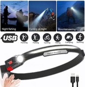 Resim Soulader Usb Şarjlı Xpe Cob Teknolojili Dalga Indüksiyonlu Kafa Feneri, 4 Aydınlatma Modlu Su Geçirmez Silikon Baş Lambası, Kamp Ve Outdoor Aydınlatma Siyah 