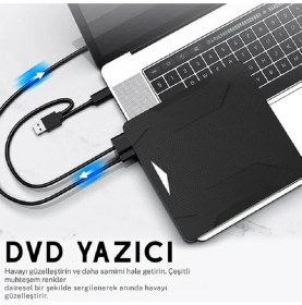 Resim Techtic Harici DVD Sürücüsü USB 3.0 Type-C Sessiz CD DVD Okuma Çok Fonksiyonlu Mikrosd Kart Sd Kart 