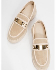 Resim Luvishoes Luvi Shoes Pray Bej Süet Tokalı Kadın Loafer Ayakkabı Bej 