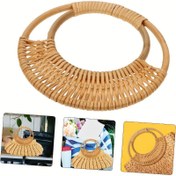 Resim 1 adet Doğal Rattan Çanta Sapı, DIY El Çantası ve Bagaj Aksesuarları için Yedek Kayışlı Bambu Çanta Askısı, DIY Cüzdan Yapımı 