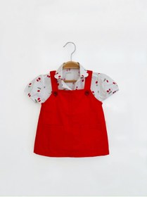 Resim COLORED BABY Baby Girl Cherry Shirt And Gilet Set - Castle 