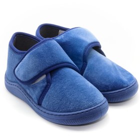 Resim Stella Pendenza Mavi Kadife Kids Çocuk Ünisex Panduf Cırtlı Rahat Kaydırmaz Taban Ev Patiği Ayakkabı KP-2012 