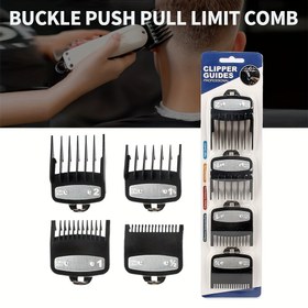 Resim 2/3/4 Adet Saç Kesme Makinesi Koruyucu Tarağı - Ayarlanabilir Uzunluklar 1.5mm, 3mm, 4.5mm, 6mm, Dayanıklı Plastik ve Metal Tasarım ile Hassas Düzeltme, 2-4 Bıçaklı Saç Kesicilerle Uyumlu, Erkekler ve Kadınlar için Normal & Rahat Saç Dokularına Uygun 