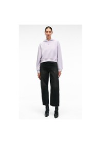 Resim Grimelange ISADORA Kadın Kapüşonlu Nakış Detaylı Regular Fit Crop Lila Sweatshirt 