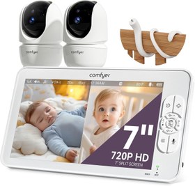 Resim 2 Kameralı 7 İnç HD Bebek Monitörü, 960 Feet Menzil, Gece Görüşü, 2 Yönlü Ses, Vox Modu 