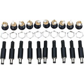 Resim Buharaelektronik Dc Şase 2.5Mm Somunlu Ø12Mm Dişi Ve Erkek Jak Fiş 10Lu Takım Set 